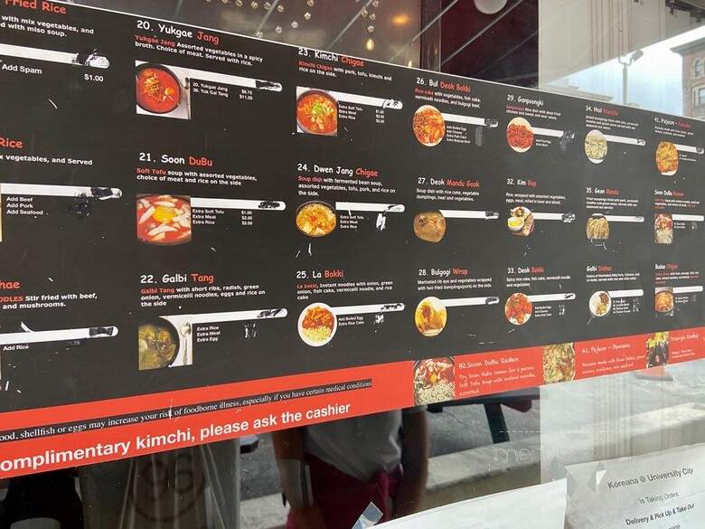 Koreana - Philadelphia, PA menu_pic