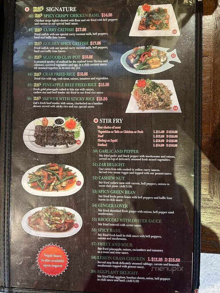 Zab Thai - Beaverton, OR menu_pic