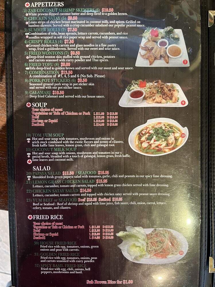 Zab Thai - Beaverton, OR menu_pic