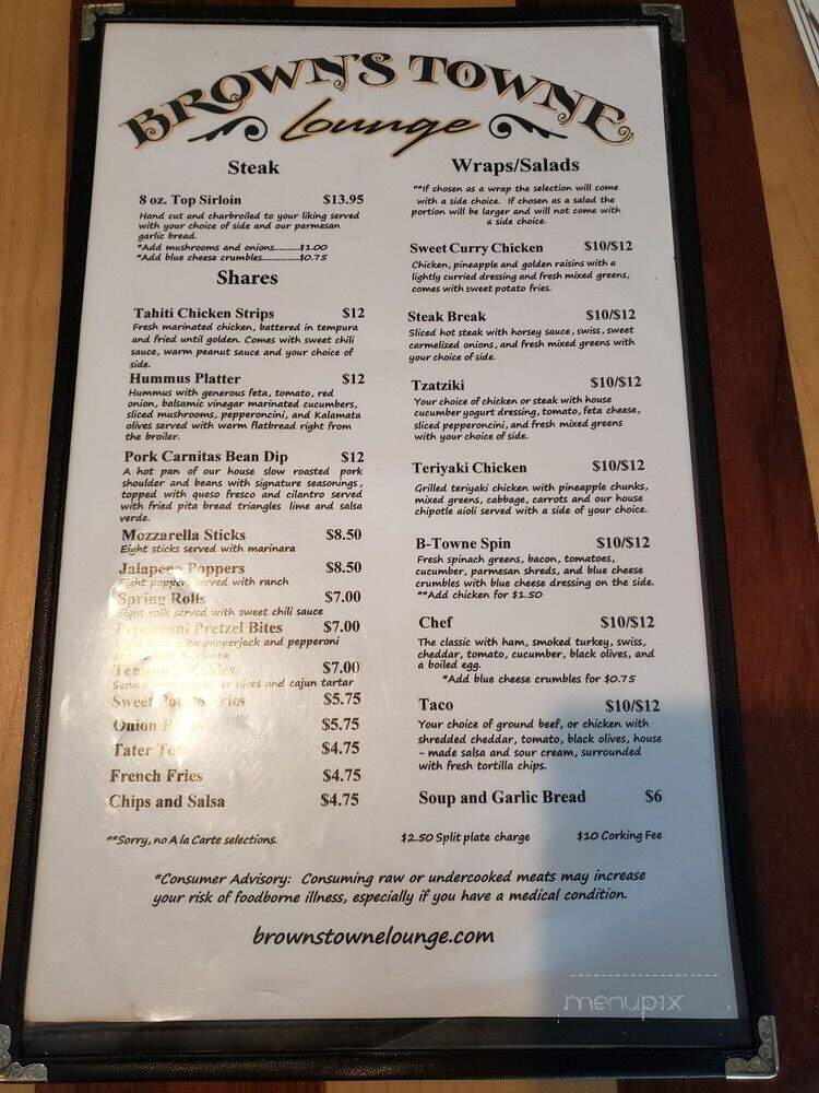 Brown's Towne Lounge - Salem, OR menu_pic