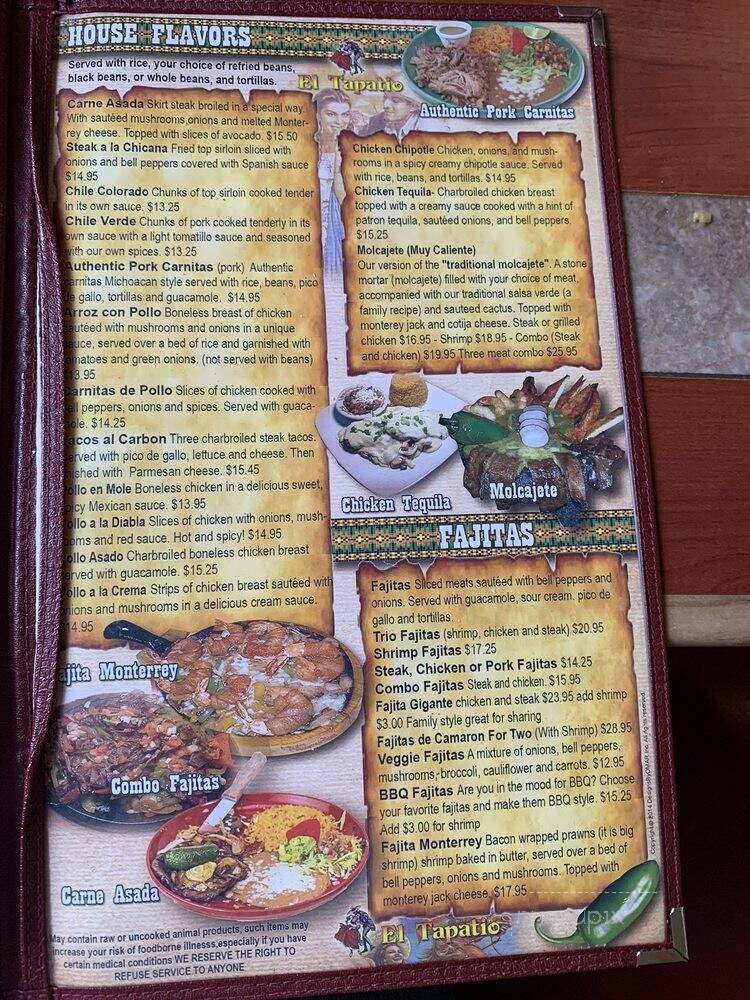 El Tapatio - Cottage Grove, OR menu_pic