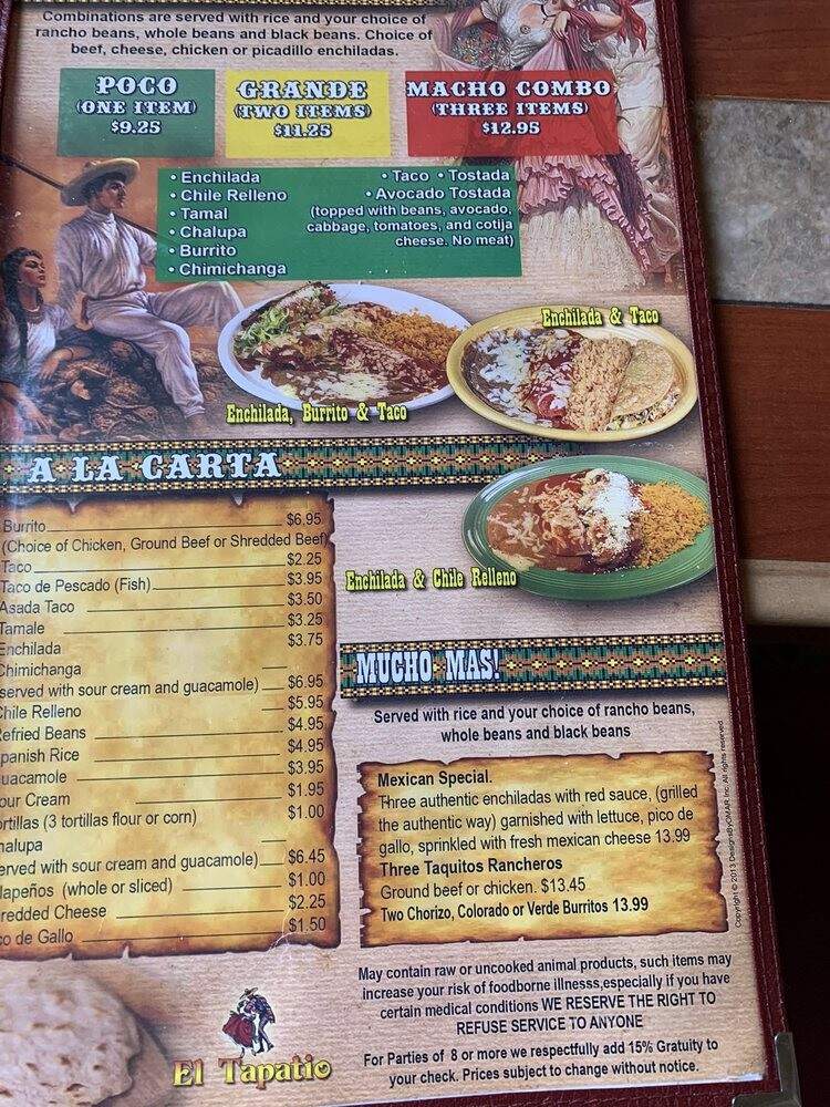 El Tapatio - Cottage Grove, OR menu_pic