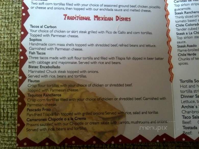 Archie's Mexican - Normandy Park, WA menu_pic