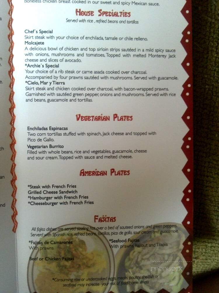 Archie's Mexican - Normandy Park, WA menu_pic