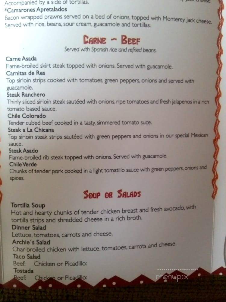 Archie's Mexican - Normandy Park, WA menu_pic