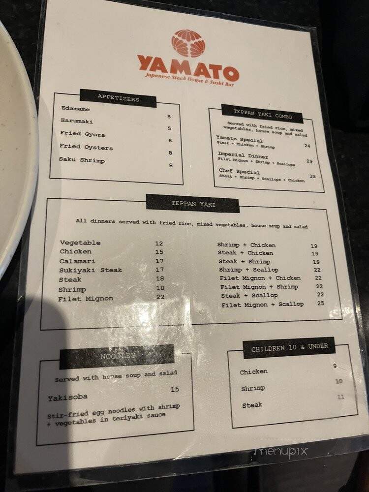 yamato Japanese Steak House - Gainesville, FL menu_pic