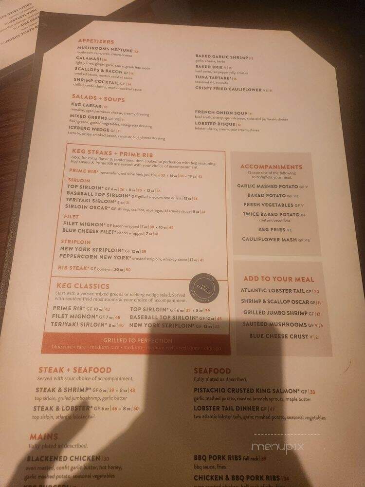 The Keg Steakhouse and Bar - Arlington - Arlington, TX menu_pic