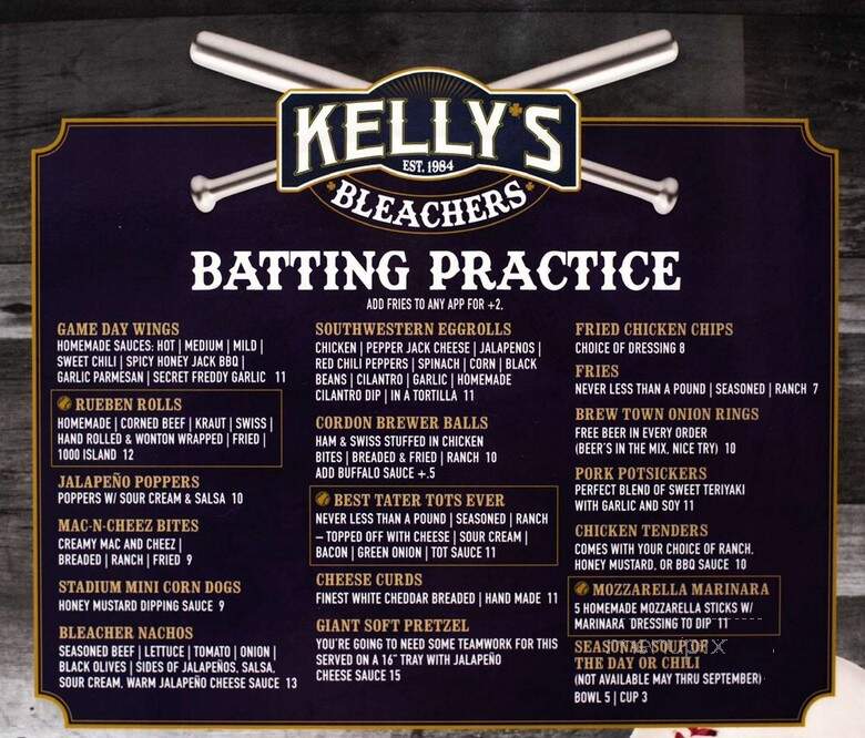 Kelly' s Bleachers I - Milwaukee, WI menu_pic