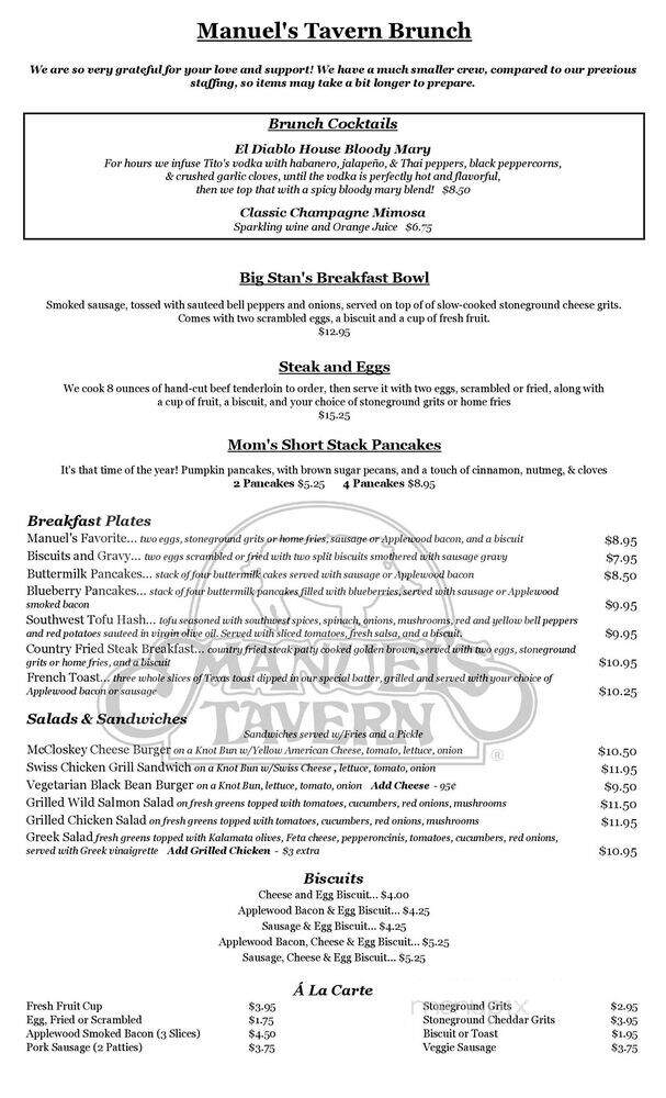 Manuel's Tavern - Atlanta, GA menu_pic