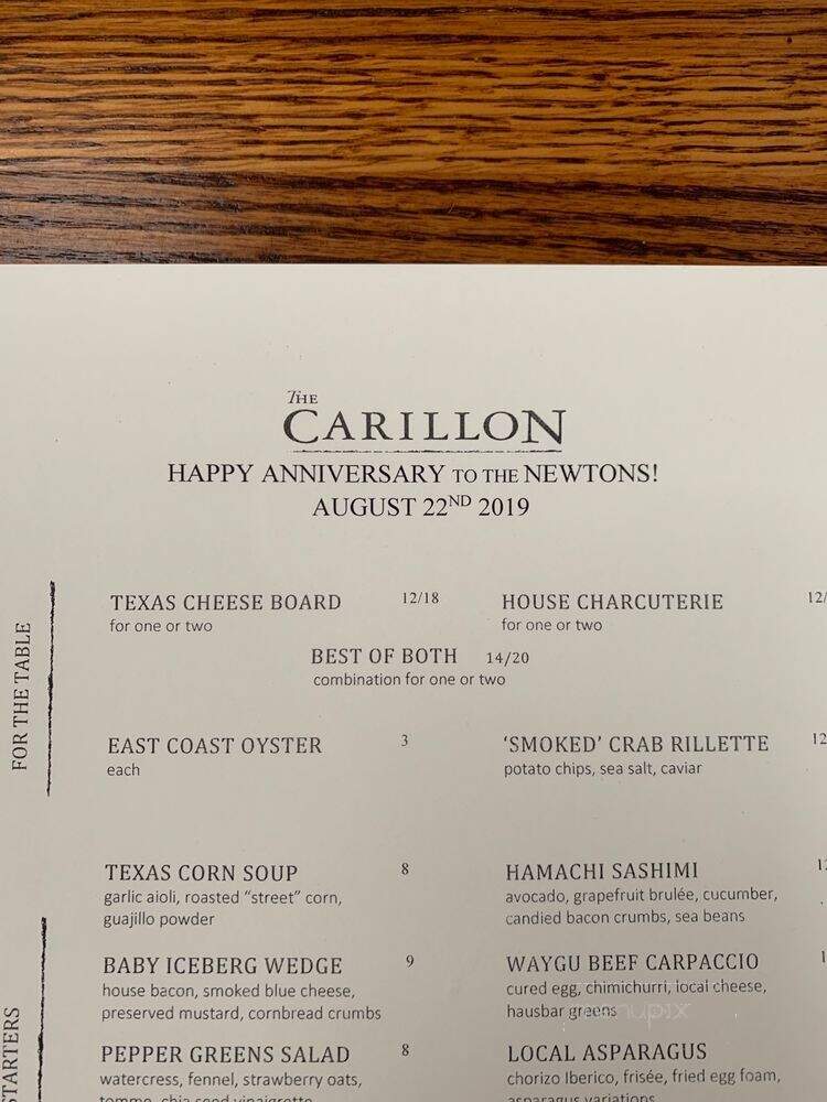The Carillon - Austin, TX menu_pic