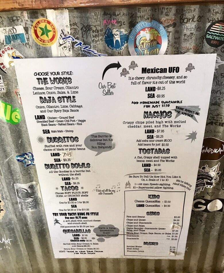 A1A Burrito Works - Flagler Beach, FL menu_pic