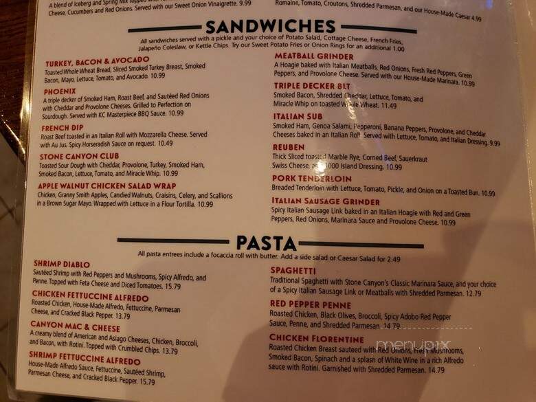Stone Canyon Pizza - Kansas City, MO menu_pic