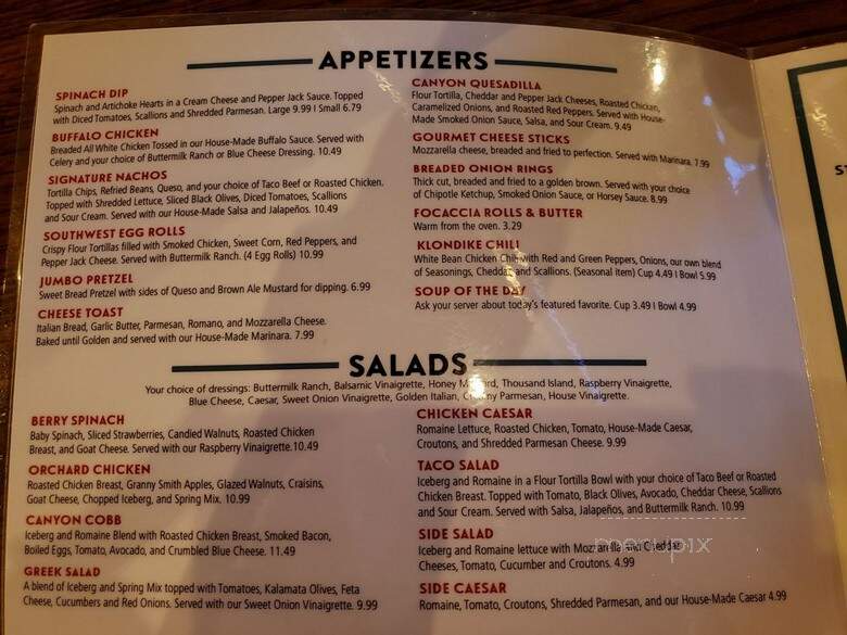 Stone Canyon Pizza - Kansas City, MO menu_pic