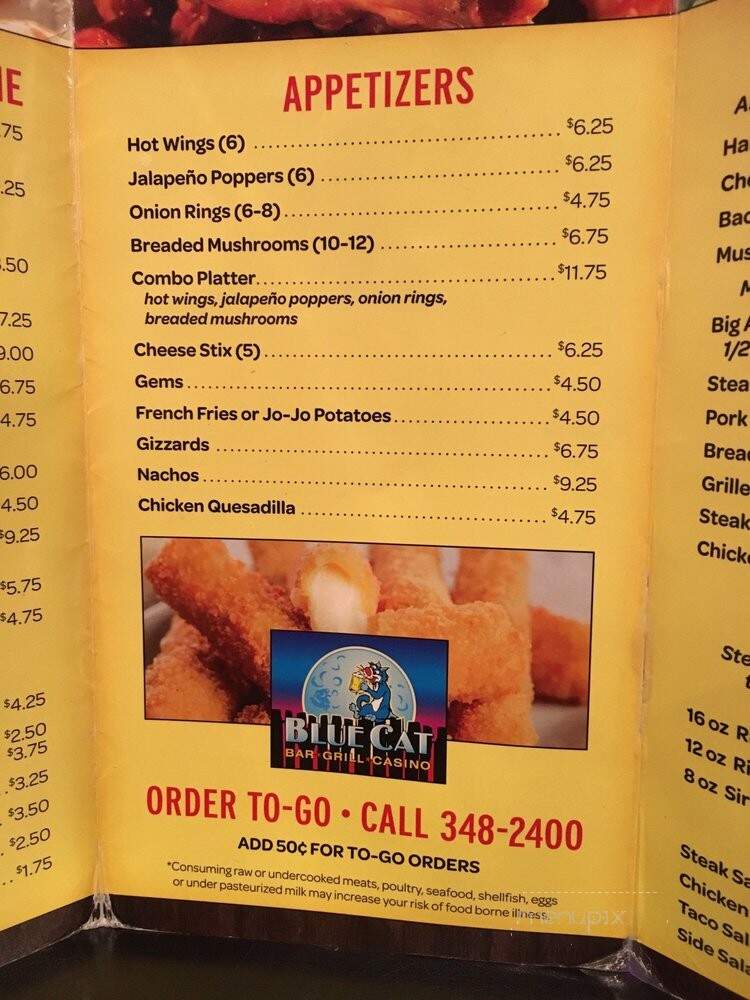 Bluecat Inn - Huntley, MT menu_pic