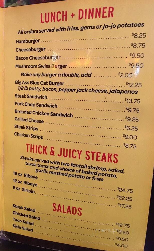 Bluecat Inn - Huntley, MT menu_pic