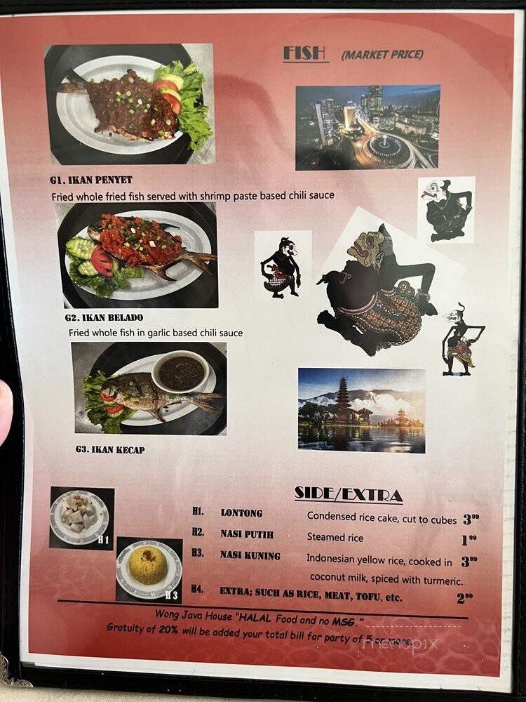 Wong Java House - Alhambra, CA menu_pic