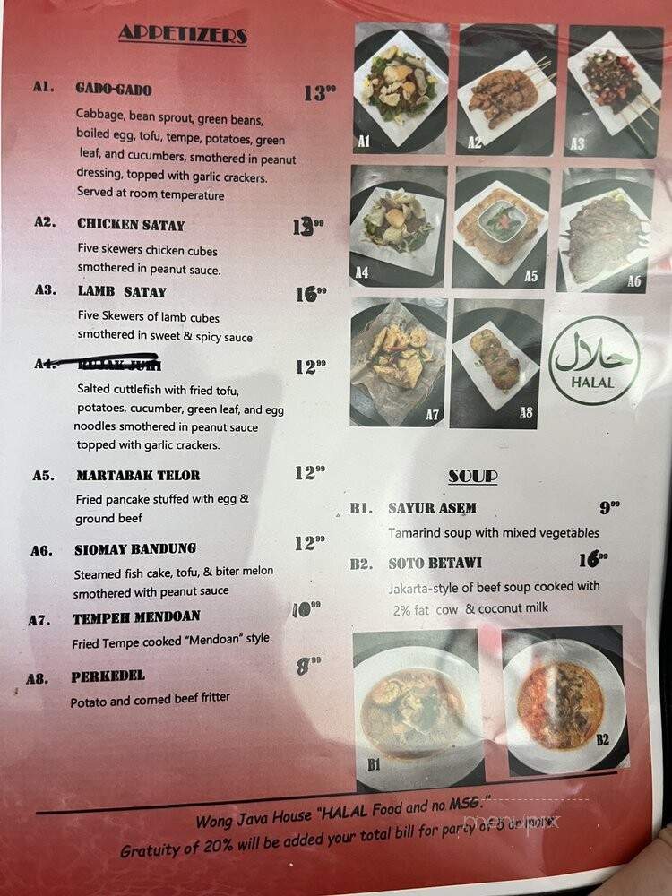 Wong Java House - Alhambra, CA menu_pic