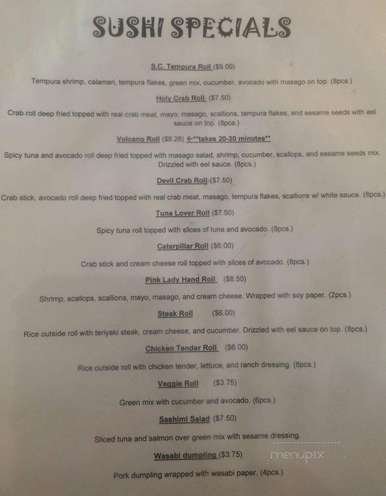 Hibachi Fusion - Summerville, SC menu_pic