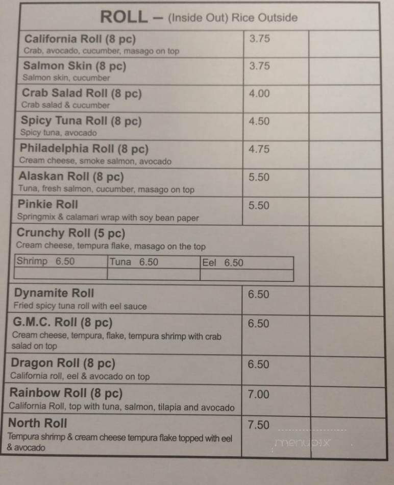 Hibachi Fusion - Summerville, SC menu_pic