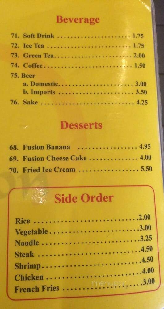 Hibachi Fusion - Summerville, SC menu_pic