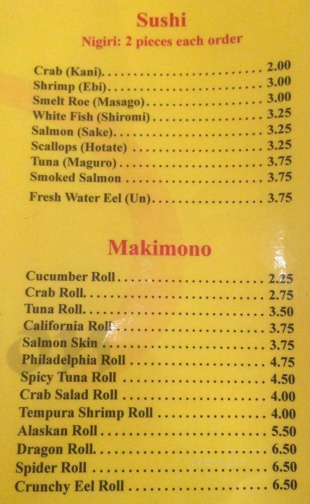 Hibachi Fusion - Summerville, SC menu_pic