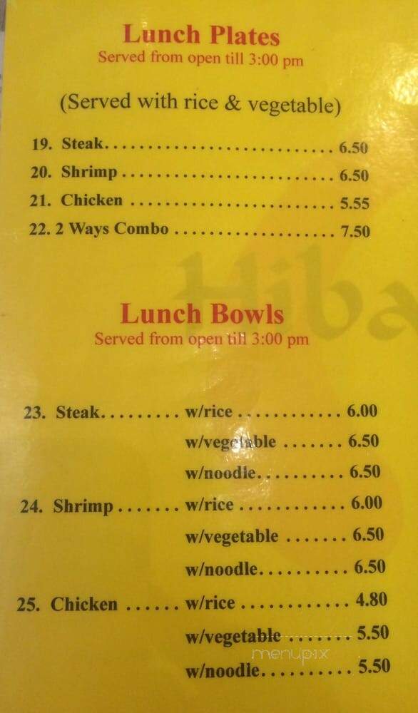 Hibachi Fusion - Summerville, SC menu_pic