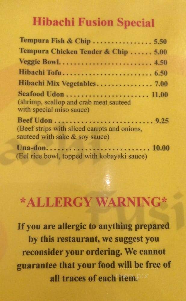 Hibachi Fusion - Summerville, SC menu_pic