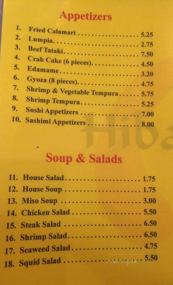 Hibachi Fusion - Summerville, SC menu_pic