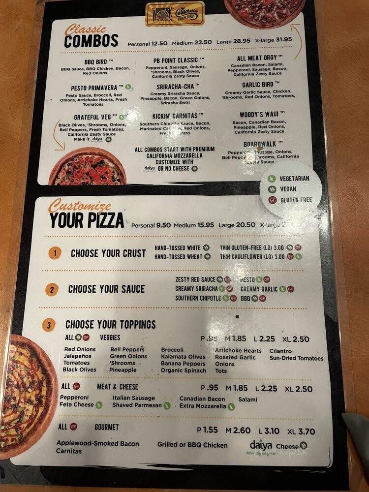 Woodstock's Pizza - San Diego, CA menu_pic
