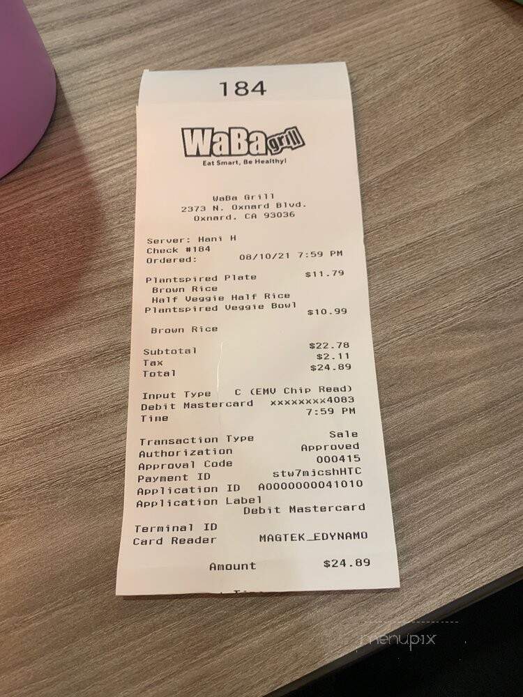 Waba Grill - Oxnard, CA menu_pic
