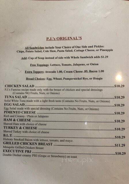 P J's Sandwich Shoppe - Tulsa, OK menu_pic