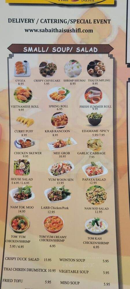 Sabai Thai & Sushi - Boynton Beach, FL menu_pic