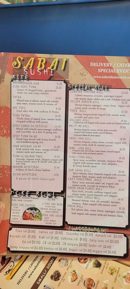 Sabai Thai & Sushi - Boynton Beach, FL menu_pic