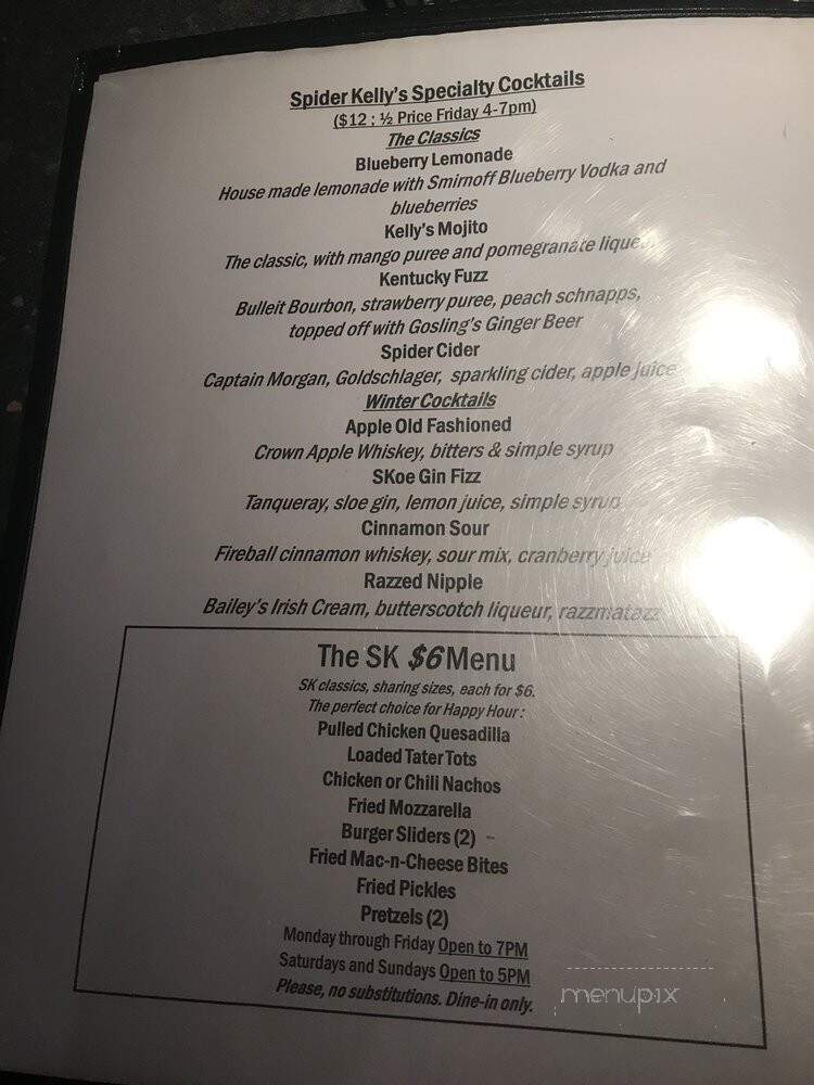 Spider Kelly's - Arlington, VA menu_pic