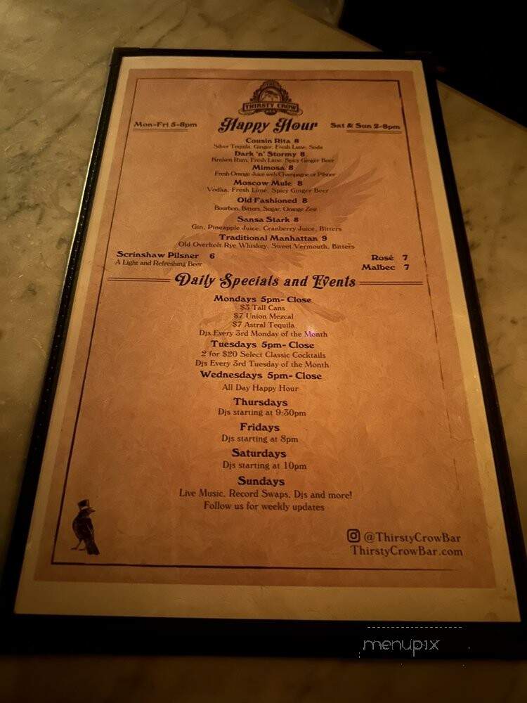 The Thirsty Crow - Los Angeles, CA menu_pic