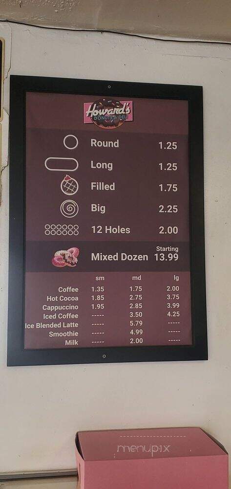 Howard's Donuts - San Bernardino, CA menu_pic