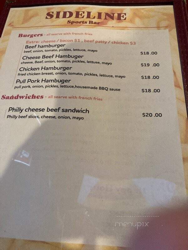 Sideline Sportsbar - Bellevue, WA menu_pic