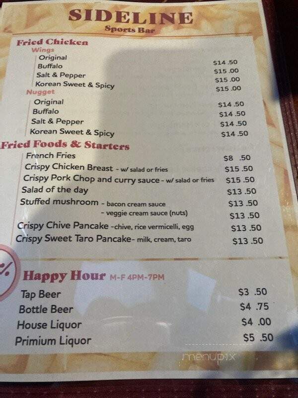 Sideline Sportsbar - Bellevue, WA menu_pic