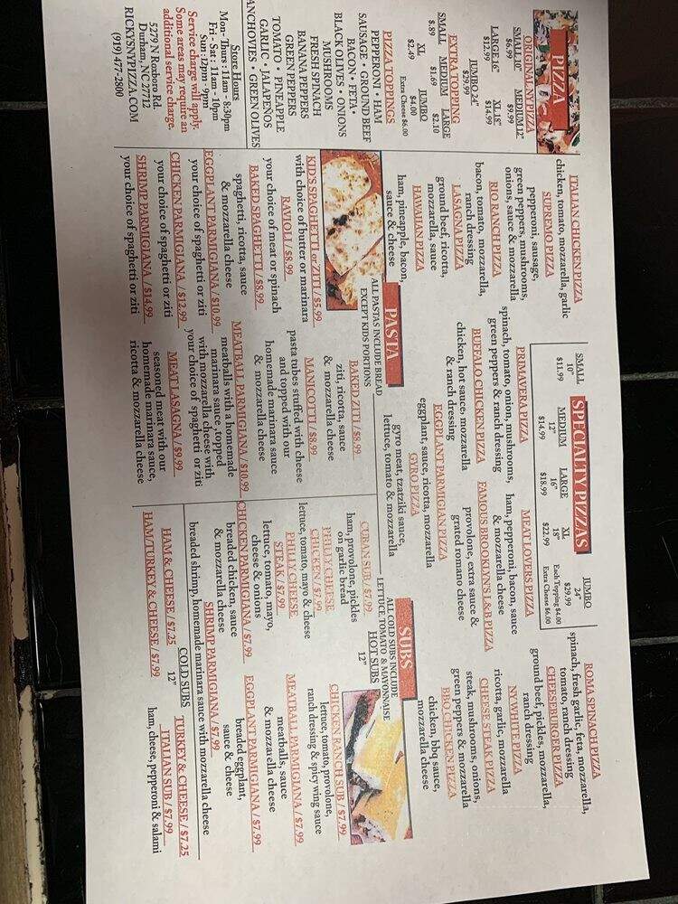 Ricky's NY Pizza - Durham, NC