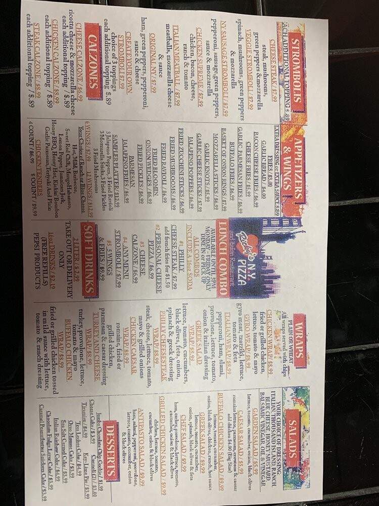 Ricky's NY Pizza - Durham, NC menu_pic