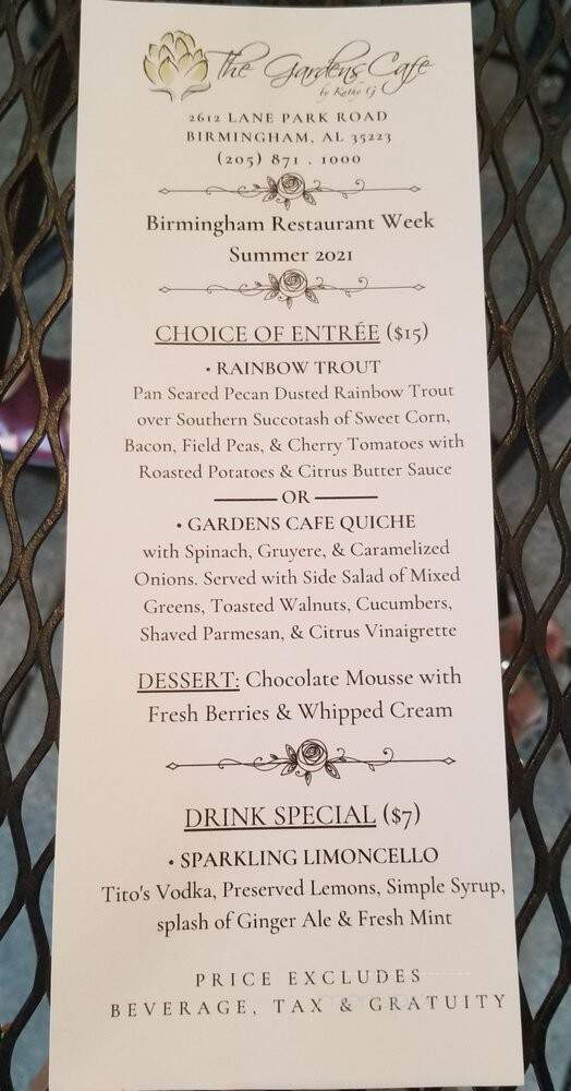 The Gardens Cafe by Kathy G - Birmingham, AL menu_pic