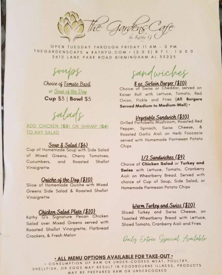 The Gardens Cafe by Kathy G - Birmingham, AL menu_pic