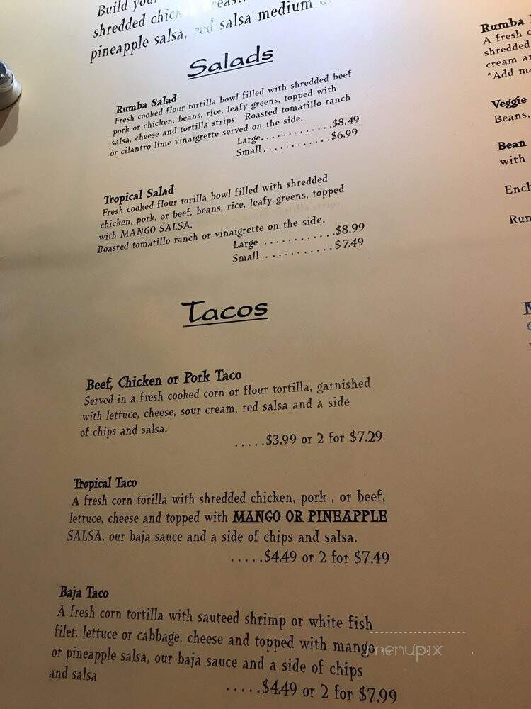 Cafe Rumba - Glendale, AZ menu_pic