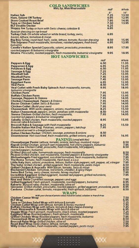Casella's Pizzeria - Succasunna, NJ menu_pic