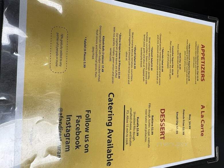 Afandi - Las Vegas, NV menu_pic