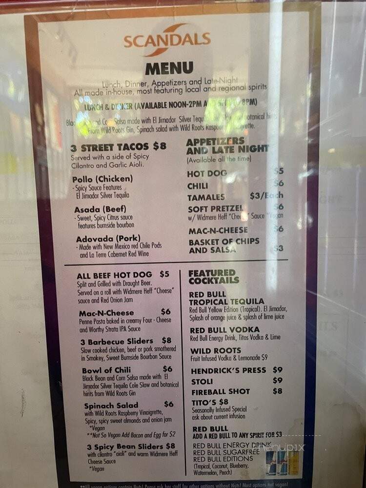 Scandals - Portland, OR menu_pic