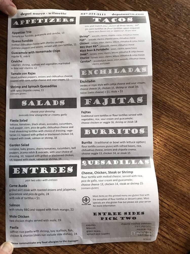 Depot Nuevo - Wilmette, IL menu_pic