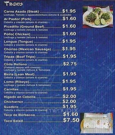 Taqueria Burritos Locos - Grapevine, TX menu_pic
