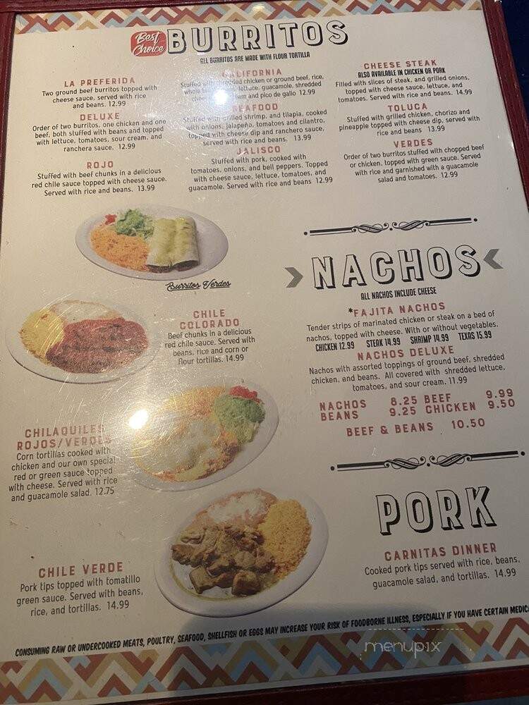 El Toro Mexican - Alpharetta, GA menu_pic