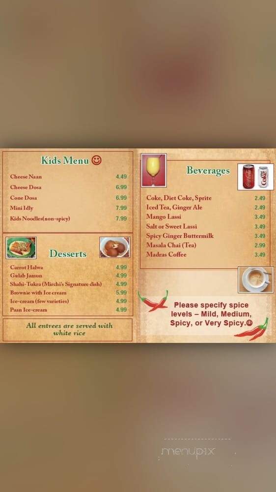 Mirchi - North Brunswick, NJ menu_pic